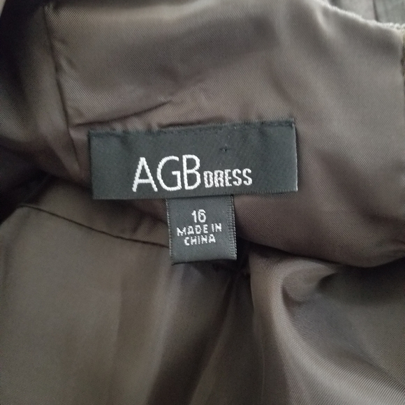 AGB Special Occasion Evening Drop Waist Crinkle Taffeta Pewter Dress NEW! sz 16 - Picture 5 of 9